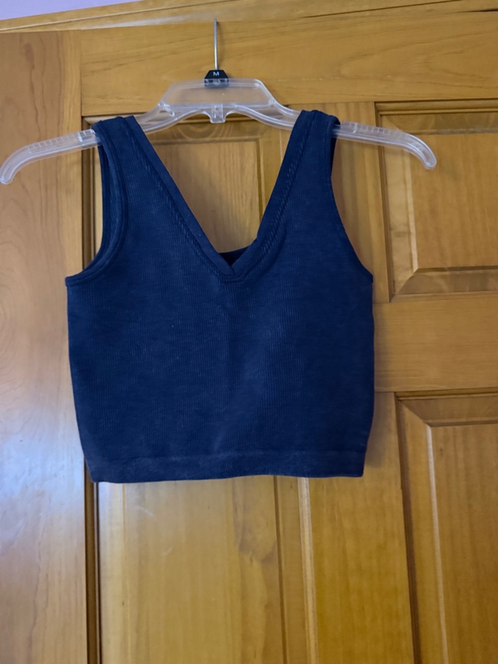 Fabletics Navy Ribbed V-Neck Cropped Tank